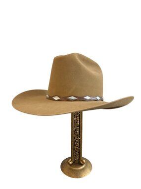 Resistol 4X Beaver Self Conforming Beaver Cowboy Hat Tan With Leather Hat Band